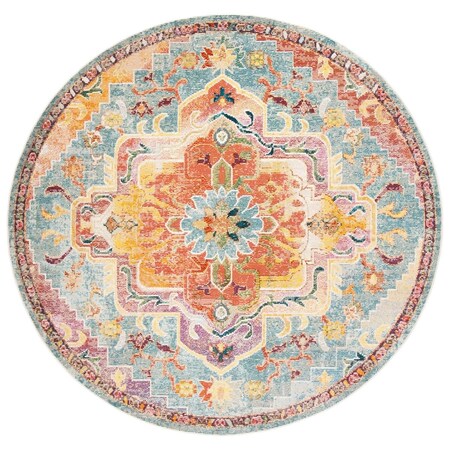 Safavieh 4 x 4 ft. Crystal Power Loomed Round Area Rug; Orange & Teal CRS501K-4R